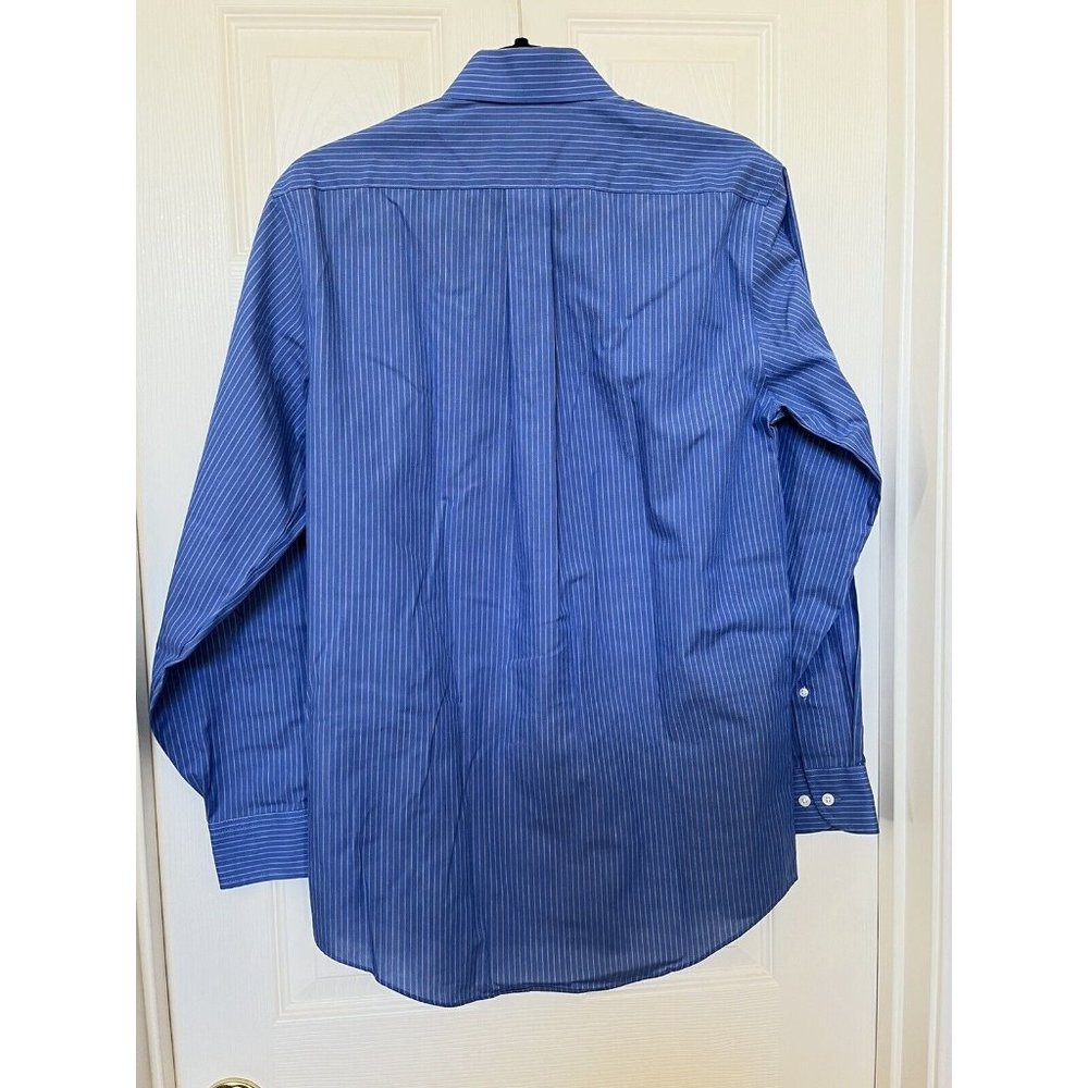Stafford Super Shirt Wrinkle Free Men's Dress Shirt Blue Strip Size 14 1/2 32-33 - Picture 8 of 14